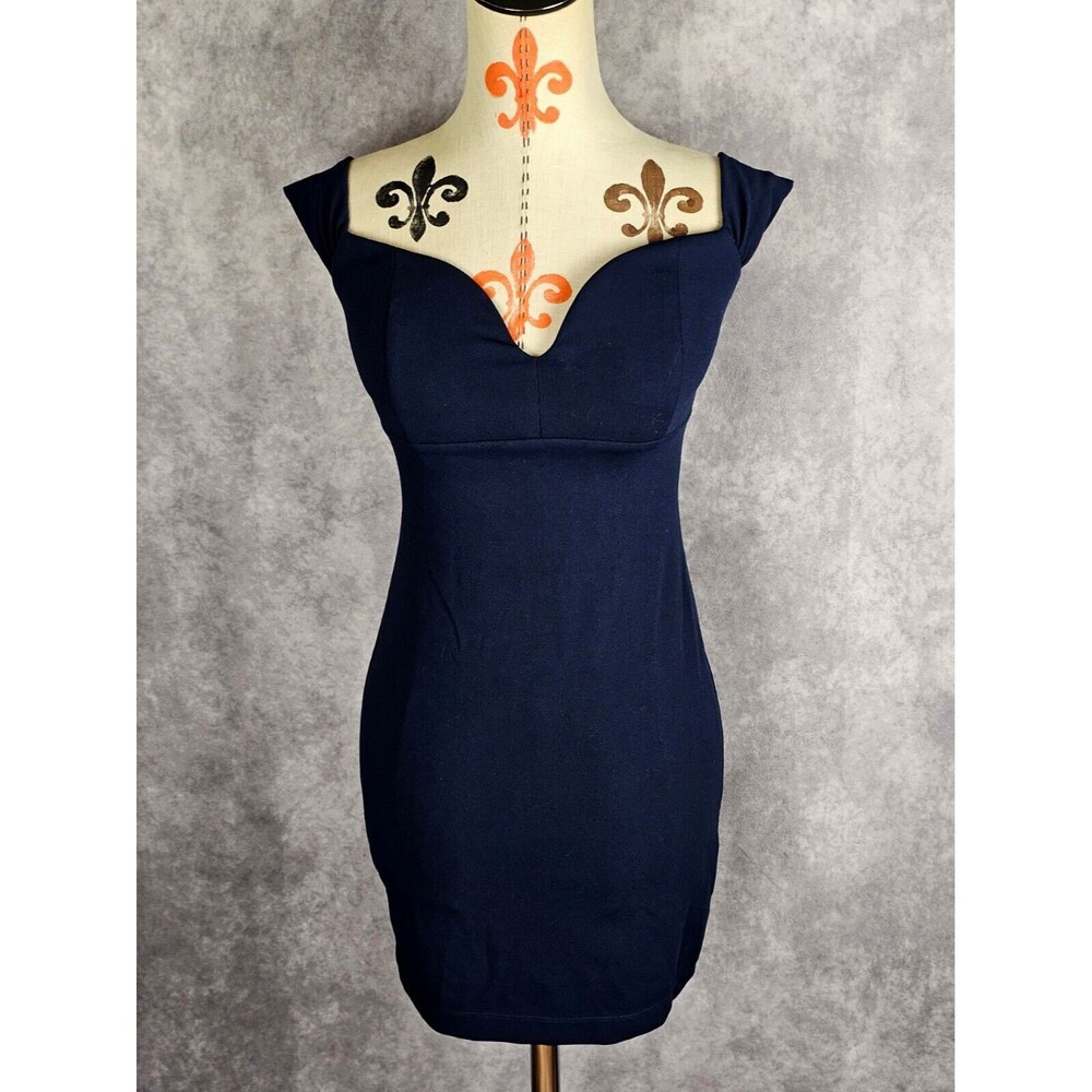 Honey And Rosie Womens S Bodycon Dress Navy Blue Wide Straps Stretch EUC